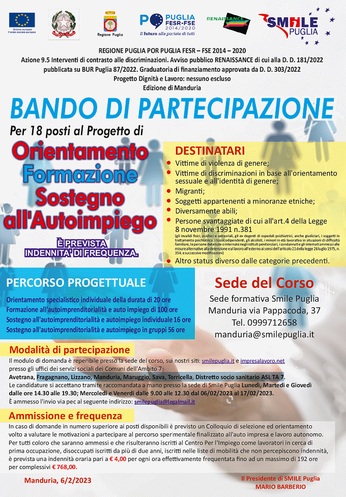 DIGNITÀ E LAVORO: NESSUNO ESCLUSO – Edizione di Manduria